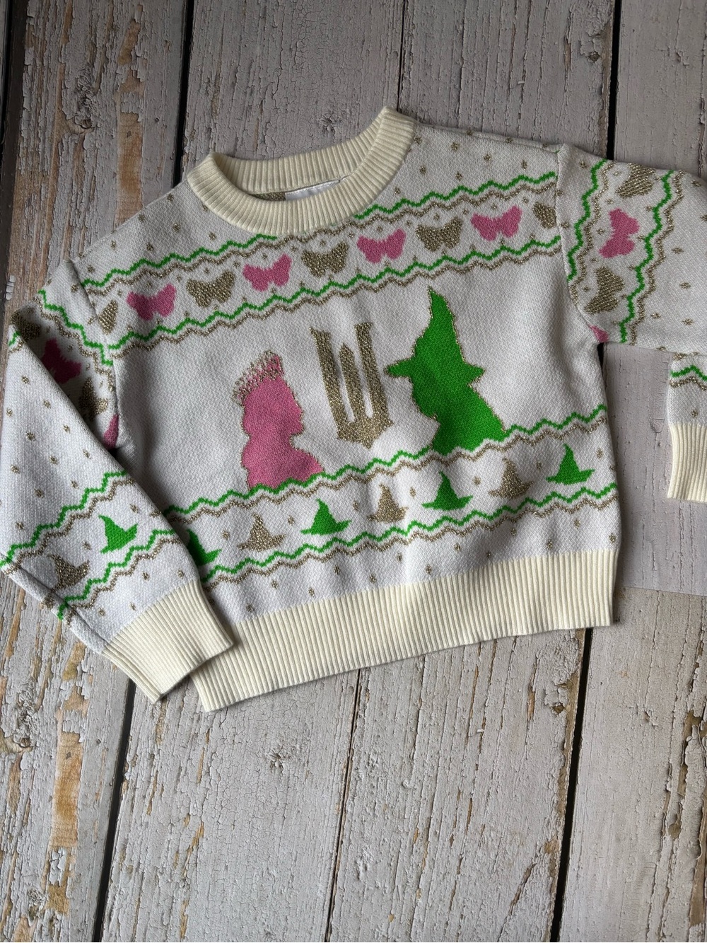 Girls Wicked Knit Sweater with Glinda and Elphaba